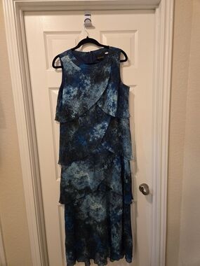 Blue Tiered Sleeveless Maxi Dress